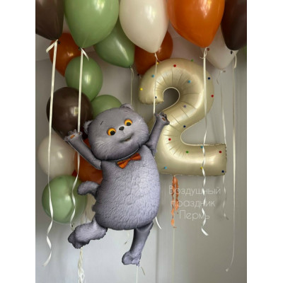 Набор шаров котик Басик на 2 года