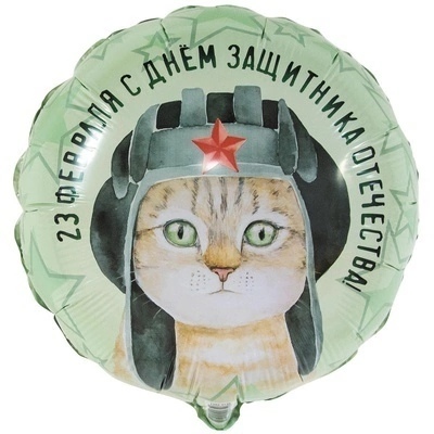 Шар «С Днём защитника Отечества! котик»
