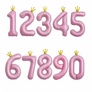 Шар цифра «Розовая с короной» 102 см.